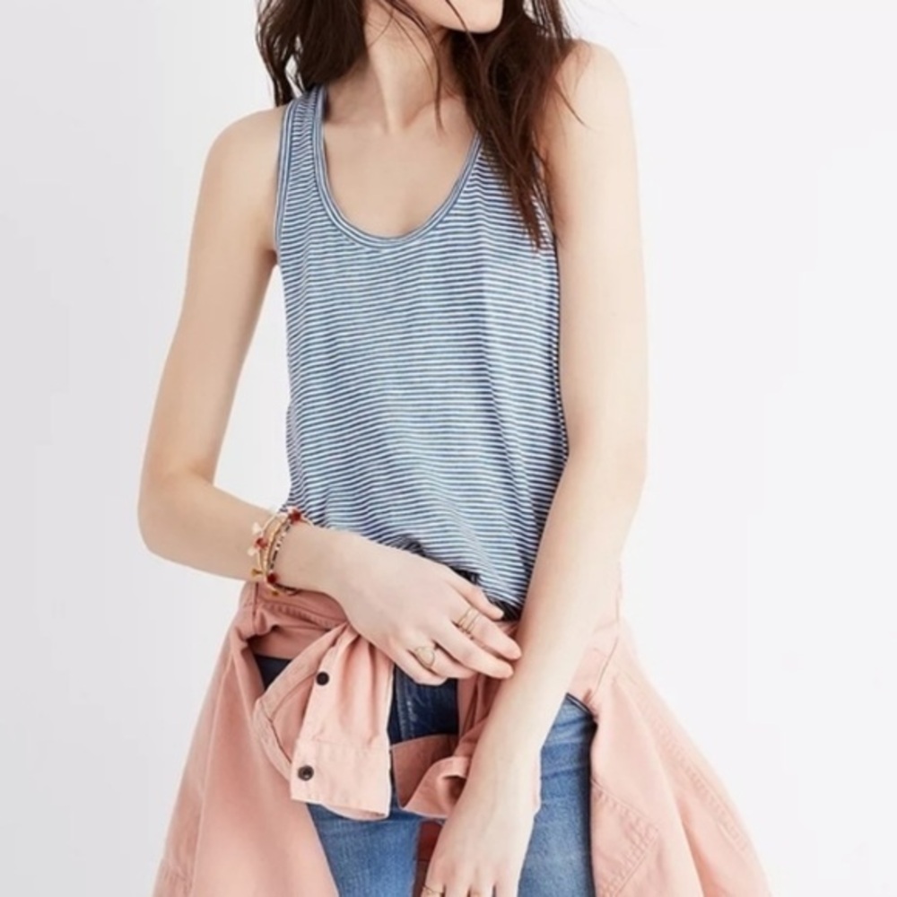 Madewell blue and white stripe cotton tank, Sz. L